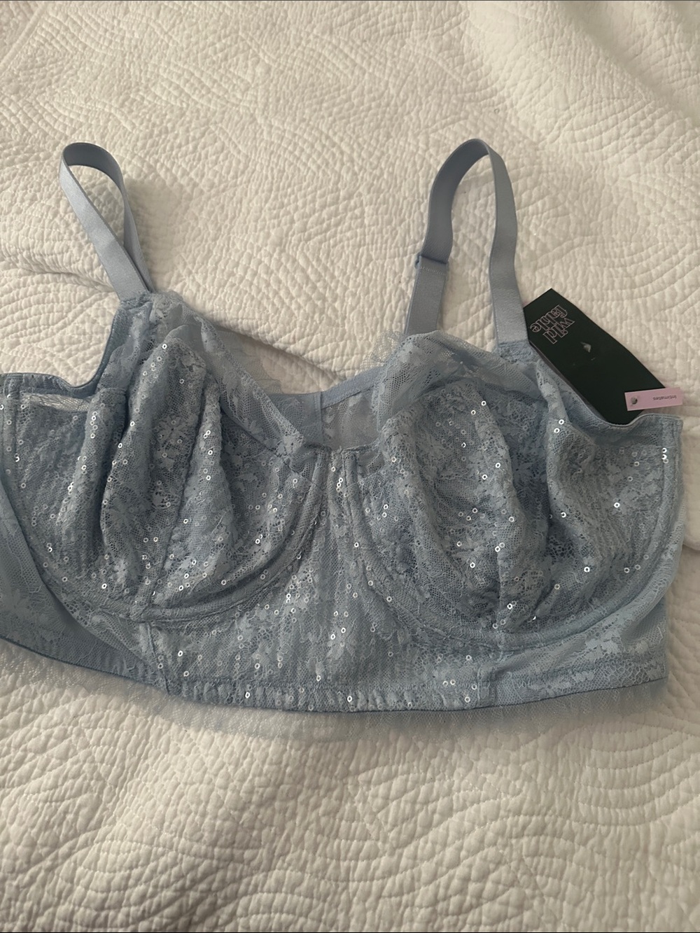 wild fable Light Blue Sequin Lace Underwire Bralette nwt 2X